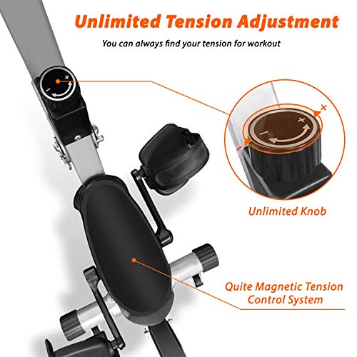 BCAN Folding Exercise Bike, Magnetic Upright Bicycle with Heart Rate, Speed, Distance, Calorie Monitor, 330LBS Support - Grey/Black 2020 Version