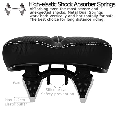 DAWAY Most Comfortable Bike Seat - C30 Oversized Extra Wide Exercise Bicycle Saddle, Universal Fit for Road, Spin, Stationary, Mountain, Cruiser Bikes, Gift for Men Women Senior, Soft Foam Padded