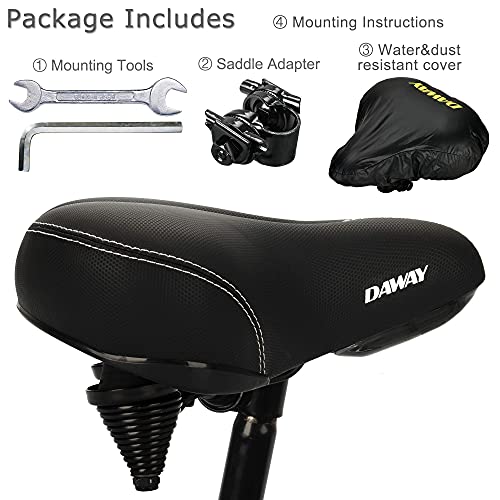 DAWAY Most Comfortable Bike Seat - C30 Oversized Extra Wide Exercise Bicycle Saddle, Universal Fit for Road, Spin, Stationary, Mountain, Cruiser Bikes, Gift for Men Women Senior, Soft Foam Padded