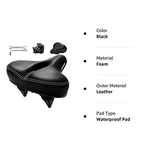 DAWAY Most Comfortable Bike Seat - C30 Oversized Extra Wide Exercise Bicycle Saddle, Universal Fit for Road, Spin, Stationary, Mountain, Cruiser Bikes, Gift for Men Women Senior, Soft Foam Padded