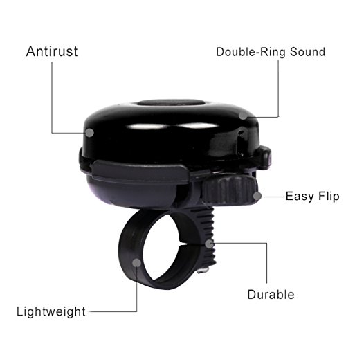 DUNCHATY Bicycle Bell - Aluminum Bike Bell Ring - Classic Bicycle Bell for Adults Men Women Kids Girls Boys Bikes - Mountain Bike Accessories - Black