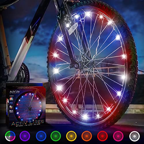 Activ Life Bike Wheel Lights, LED Bicycle Wheel Lights for Bike Wheels & Tire Spokes, Fits Both Kids and Adult Bikes, Summer Fun Accessories & Gifts for Kids & Teens, 1 Pack (1 Wheel), Patriotic