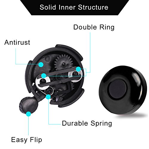 DUNCHATY Bicycle Bell - Aluminum Bike Bell Ring - Classic Bicycle Bell for Adults Men Women Kids Girls Boys Bikes - Mountain Bike Accessories - Black