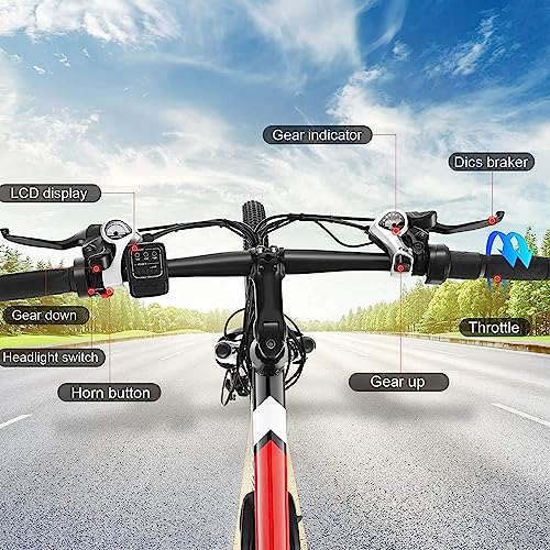 ANCHEER 2019 Upgraded Electric Mountain Bike, 250/500W 26'' Electric Bicycle with Removable 36V 8AH/12 Ah Lithium-Ion Battery for Adults, 21 Speed Shifter (Black_Upgraded)