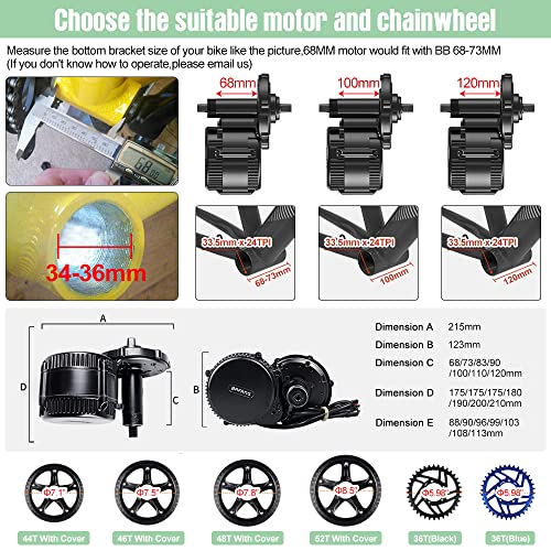 BAFANG BBS02 48V 750W Mid Drive Kits Mid Motor Ebike Conversion Kits with Chainring Wheel and LCD Display(No Battery)