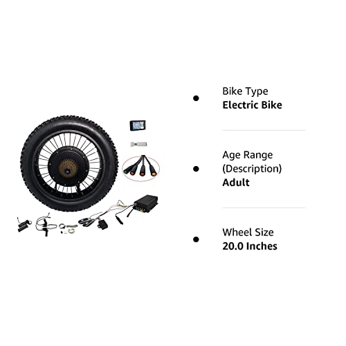 NBpower 20inch4.0 3000W Electric Fat Bike Conversion kit with tire, Sabvoton Programmable Controller, TTFT 750C Display, 7- Speed Freewheel, and Twist Throttle (with Color TFT Display)