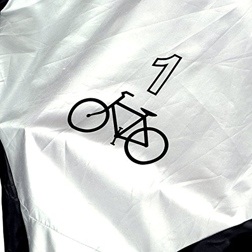 Maveek 1 Bike Waterproof Rain Cycle Bicycle Cover Dust UV Resistant, Dirt Bike Cover for Outdoor Indoor Storage, Water Snow Winter Summer All Weather Garage Road Windproof Durable (Black & Silver)