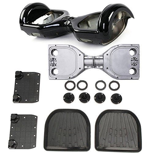 HoverFixer? Replacement Aluminum Frame & Plastic Shell Case Housing Cover with LED, Rubber Sensor Foot Pedal, Indicator Cover for Electric Self Balance Scooter, Easy DIY Repair Body (Black)