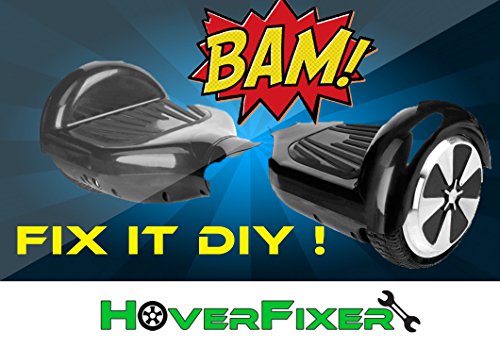 HoverFixer? Replacement Aluminum Frame & Plastic Shell Case Housing Cover with LED, Rubber Sensor Foot Pedal, Indicator Cover for Electric Self Balance Scooter, Easy DIY Repair Body (Black)