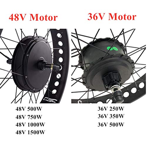 26" Snow Ebike Rear Wheel Conversion Kit for 4.0 Fat Tyre, with 250/350/500/700/1000/1500W Brushless Hub Motor and KT LCD3 Display(48V 1000W, 190mm)