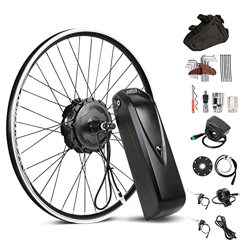 Yose Power Waterproof 500W Ebike Conversion Kit with 48V 13Ah Battery for Cassette/Freewheel 26" Electric Bike Rear Wheel, Electric Bicycle Hub Motor Kit, LED Display, Installation Tool