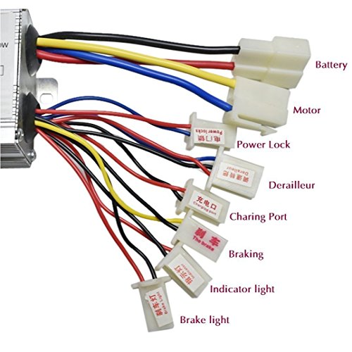 WPHMOTO 24V 500W Brushed Speed Motor and Controller Throttle Grip Accelerator Pedal Set for Electric Scooter Go Kart Bicycle e-Bike Tricycle Moped