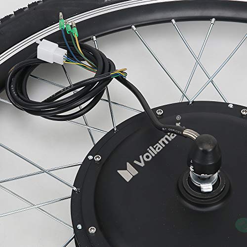 Voilamart Electric Bicycle Wheel Kit 26" Front Wheel 48V 1000W E-Bike Conversion Kit, Cycling Hub Motor with Intelligent Controller and PAS System for Road Bike
