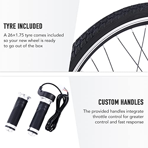 Viribus Electric Bike Conversion Kit, 1000W eBike Hub Motor Set, 26" Direct Drive Front Wheel for 48V Battery E-Bike, Easy 26 Inch Bike Upgrade Creates 5 Speed 30mph Electric Bicycle with Pedal Assist