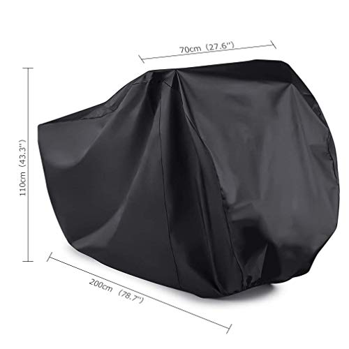 Maveek Black Bike Cover 190T Waterproof Bicycle Cover Large Sizes(78.7'' L 27.6'' W 43.3'' H) Rain Cover for Outdoor Bicycle Storage, Dust Resistant and UV Protection.