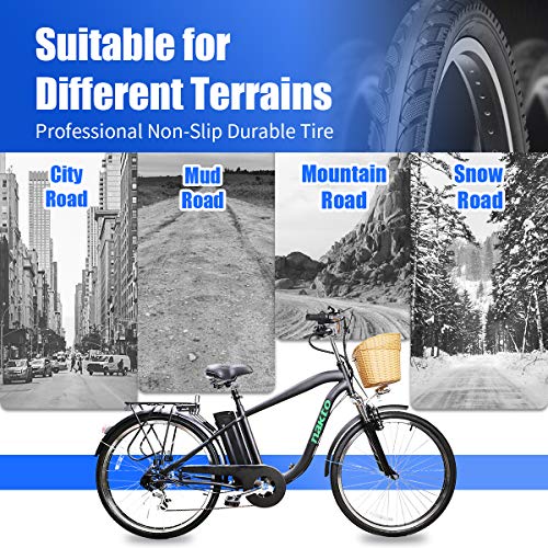 NAKTO 26" City Electric Bicycle Assisted Bicycle for Men with Removable 36V 10A Large Capacity Lithium Battery Ebike and Charger