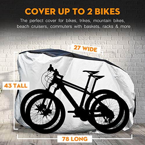Adoric Bike Cover Waterproof Outdoor Bicycle Cover,190T Nylon Portable Anti Dust Rain UV Protection Heavy Duty Cover for Mountain Road Electric Bike with Lock-Holes and Storage Bag-XL