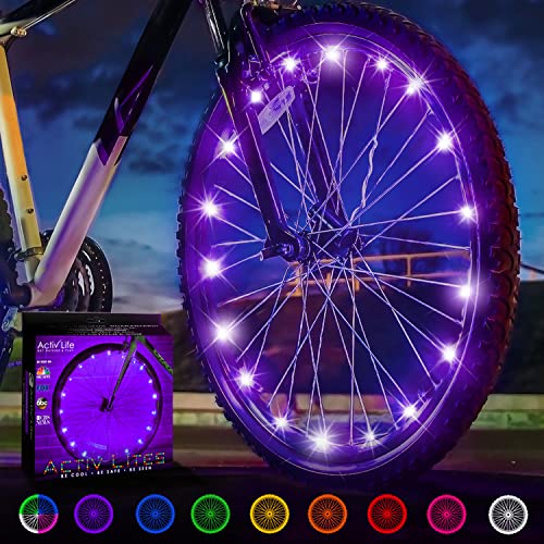 Activ Life Bike Wheel Lights, LED Bicycle Wheel Lights for Bike Wheels & Tire Spokes, Fits Both Kids and Adult Bikes, Summer Fun Accessories & Gifts for Kids & Teens, 1 Pack (1 Wheel), Purple