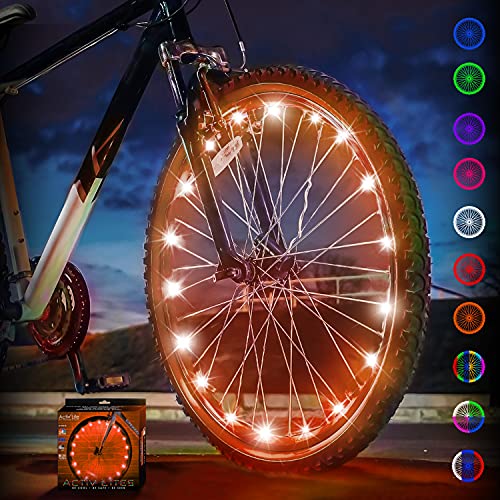 Activ Life Bike Wheel Lights, LED Bicycle Wheel Lights for Bike Wheels & Tire Spokes, Fits Both Kids and Adult Bikes, Summer Fun Accessories & Gifts for Kids & Teens, 1 Pack (1 Wheel), Orange