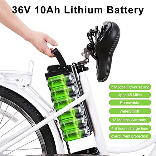 NAKTO 26" City Electric Bicycle Assisted Bicycle for Men with Removable 36V 10A Large Capacity Lithium Battery Ebike and Charger