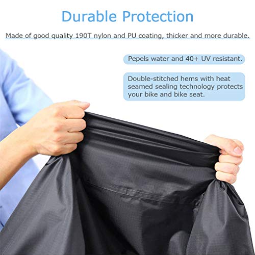 Maveek Black Bike Cover 190T Waterproof Bicycle Cover Large Sizes(78.7'' L 27.6'' W 43.3'' H) Rain Cover for Outdoor Bicycle Storage, Dust Resistant and UV Protection.