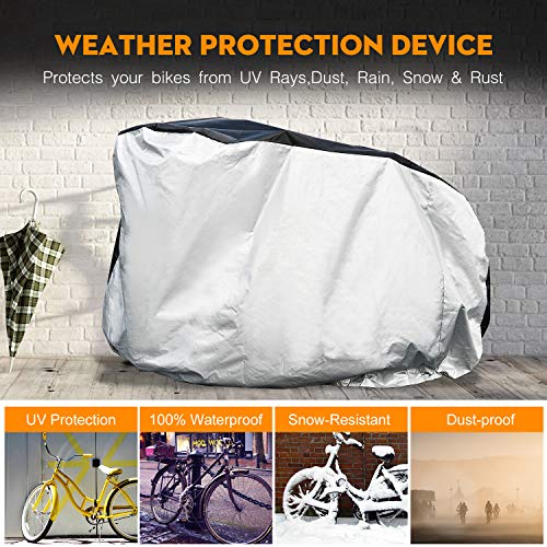 Adoric Bike Cover Waterproof Outdoor Bicycle Cover,190T Nylon Portable Anti Dust Rain UV Protection Heavy Duty Cover for Mountain Road Electric Bike with Lock-Holes and Storage Bag-XL