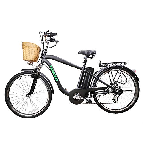 NAKTO 26" City Electric Bicycle Assisted Bicycle for Men with Removable 36V 10A Large Capacity Lithium Battery Ebike and Charger