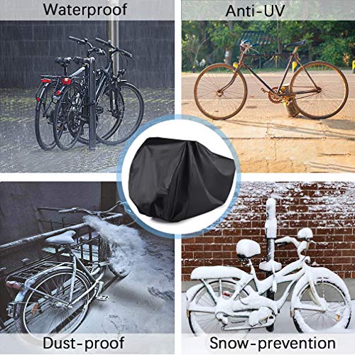 Maveek Black Bike Cover 190T Waterproof Bicycle Cover Large Sizes(78.7'' L 27.6'' W 43.3'' H) Rain Cover for Outdoor Bicycle Storage, Dust Resistant and UV Protection.