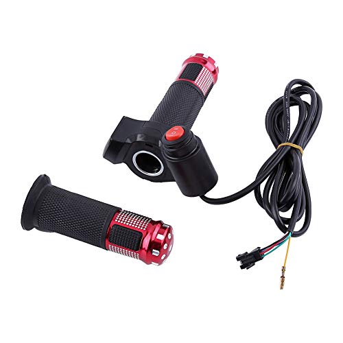 Yosoo 3 Gears Speed Switch Bike Grips Cover with LED Display Screen Accelerator Handle for Electric Bicycle (Red&Black)