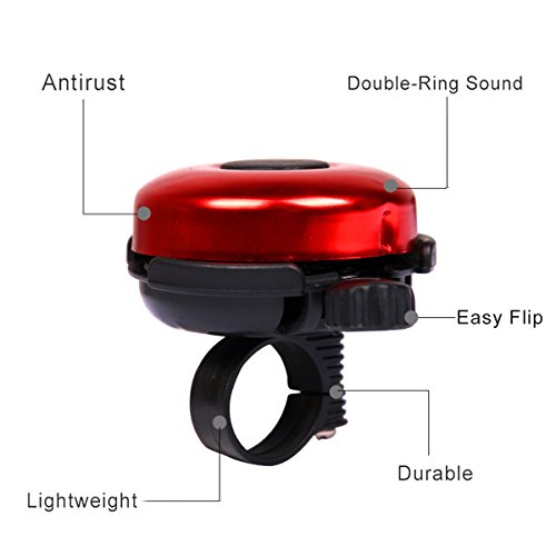 DUNCHATY Bicycle Bell - Aluminum Bike Bell Ring - Classic Bicycle Bell for Adults Men Women Kids Girls Boys Bikes - Mountain Bike Accessories - Red