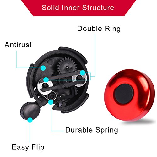 DUNCHATY Bicycle Bell - Aluminum Bike Bell Ring - Classic Bicycle Bell for Adults Men Women Kids Girls Boys Bikes - Mountain Bike Accessories - Red