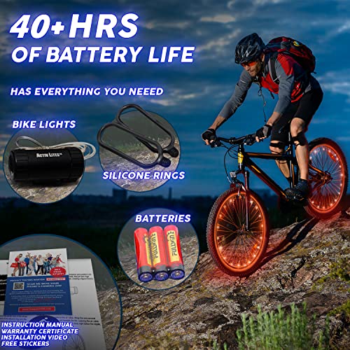 Activ Life Bike Wheel Lights, LED Bicycle Wheel Lights for Bike Wheels & Tire Spokes, Fits Both Kids and Adult Bikes, Summer Fun Accessories & Gifts for Kids & Teens, 1 Pack (1 Wheel), Orange