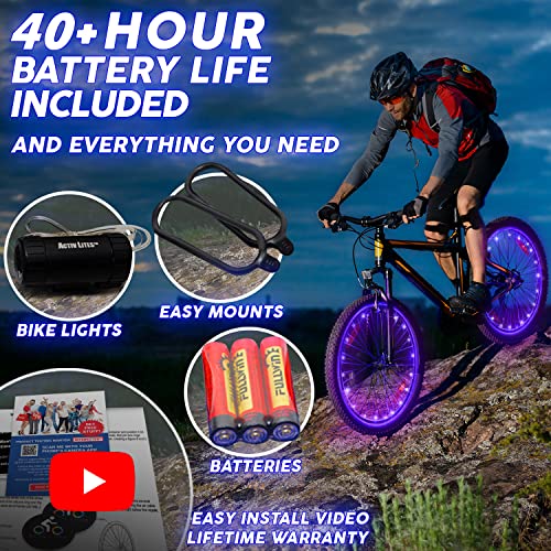 Activ Life Bike Wheel Lights, LED Bicycle Wheel Lights for Bike Wheels & Tire Spokes, Fits Both Kids and Adult Bikes, Summer Fun Accessories & Gifts for Kids & Teens, 1 Pack (1 Wheel), Purple