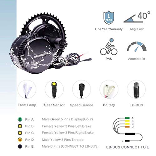 BAFANG Electric Bike 1000W BBSHD BBS03 Mid Drive Motor Kit Electric Bicycle Conversion Kit with Optional 48v 52v Lithium Battery Central Engine with DPC18 Display DIY Ebike