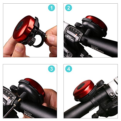 DUNCHATY Bicycle Bell - Aluminum Bike Bell Ring - Classic Bicycle Bell for Adults Men Women Kids Girls Boys Bikes - Mountain Bike Accessories - Red