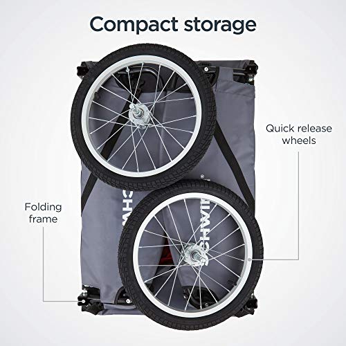 Schwinn Day Tripper Cargo Bike Trailer, Folding Frame, Quick Release Wheels, Red/Grey
