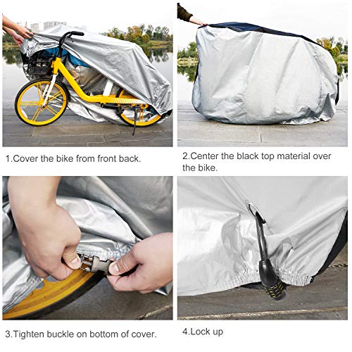Adoric Bike Cover Waterproof Outdoor Bicycle Cover,190T Nylon Portable Anti Dust Rain UV Protection Heavy Duty Cover for Mountain Road Electric Bike with Lock-Holes and Storage Bag-XL