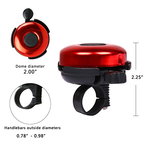 DUNCHATY Bicycle Bell - Aluminum Bike Bell Ring - Classic Bicycle Bell for Adults Men Women Kids Girls Boys Bikes - Mountain Bike Accessories - Red