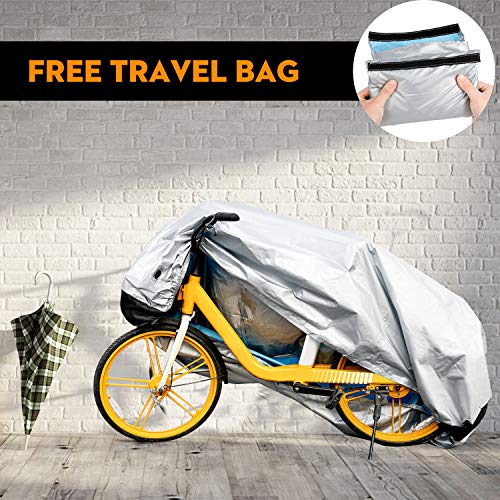 Adoric Bike Cover Waterproof Outdoor Bicycle Cover,190T Nylon Portable Anti Dust Rain UV Protection Heavy Duty Cover for Mountain Road Electric Bike with Lock-Holes and Storage Bag-XL