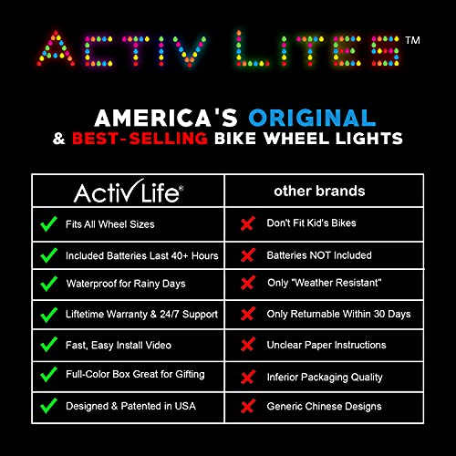 Activ Life Bike Wheel Lights, LED Bicycle Wheel Lights for Bike Wheels & Tire Spokes, Fits Both Kids and Adult Bikes, Summer Fun Accessories & Gifts for Kids & Teens, 1 Pack (1 Wheel), Orange