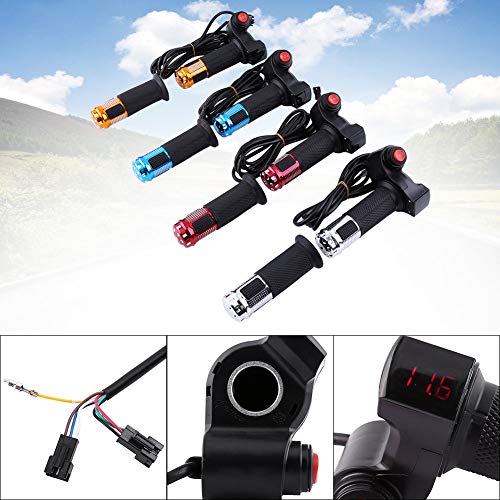 Yosoo 3 Gears Speed Switch Bike Grips Cover with LED Display Screen Accelerator Handle for Electric Bicycle (Red&Black)