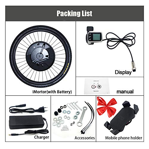 Jueshuai iMortor 3.0 Electric Bike Conversion Kit 36V 350W with 36V 7.2Ah Lithium Battery for LCD Display Version 26inch Electric Bike Motor Front Wheel