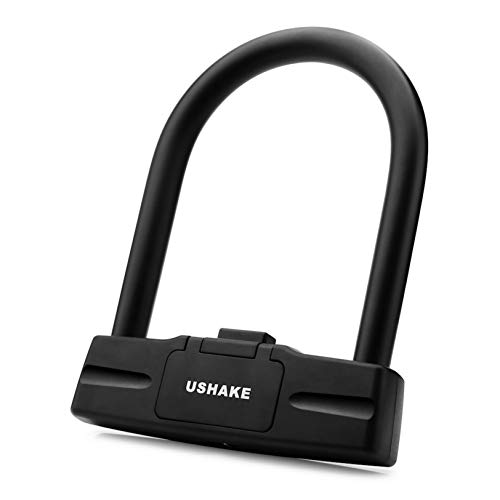 USHAKE Bicycles U Lock, Heavy Duty Bike Scooter Motorcycles Combination Lock Combo Gate Lock for Anti Theft (Black 14mm chackle)