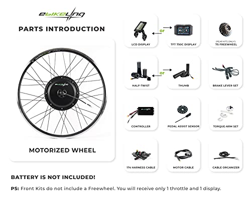 EBIKELING 26" Waterproof Ebike Conversion Kit + Battery
