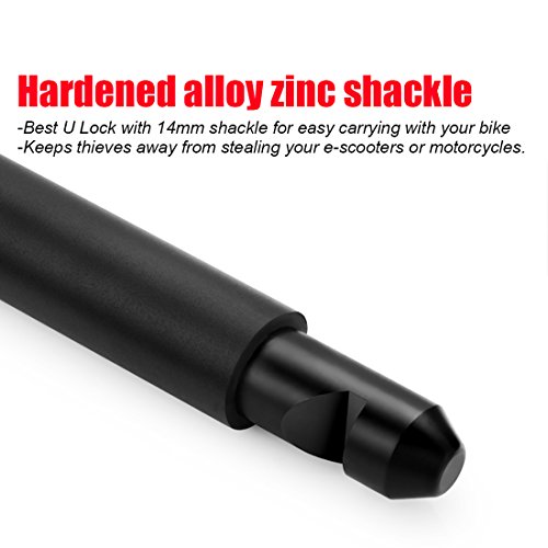 USHAKE Bicycles U Lock, Heavy Duty Bike Scooter Motorcycles Combination Lock Combo Gate Lock for Anti Theft (Black 14mm chackle)