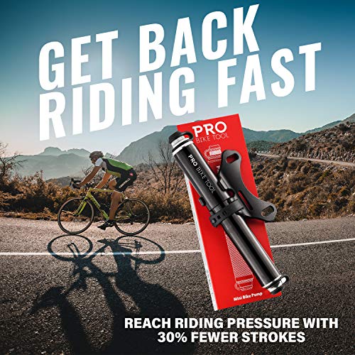 PRO BIKE TOOL Mini Bike Pump Fits Presta and Schrader - High Pressure PSI - Reliable, Compact & Light - Bicycle Tire Pump for Road, Mountain and BMX