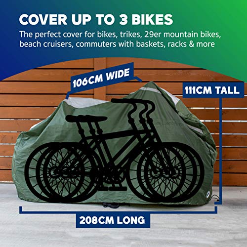 YardStash Bicycle Cover XXL for 2-3 Bikes and Trikes: Cover for 3 Bikes, Trike Cover, Beach Cruiser Cover, 29er Bike Cover, Electric Bike Cover & Cover for Bikes w/Baskets or Racks