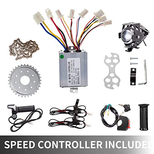 BestEquip Bicycle Reduction Motor 450W 36V Geared Motor 450RPM 16A Brushed Motor with Twist Kit and Lamp for Electric Bike Conversion Kit Electric Bicycle Scooter Motor