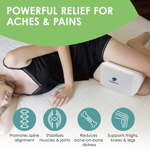 Cushy Form Knee Pillow for Side Sleepers - Sciatic Nerve Pain Relief Leg Pillow - Best for Sciatica, Pregnancy, Hip, Back and Spine Alignment - Memory Foam Orthopedic Contour Wedge with Washable Cover