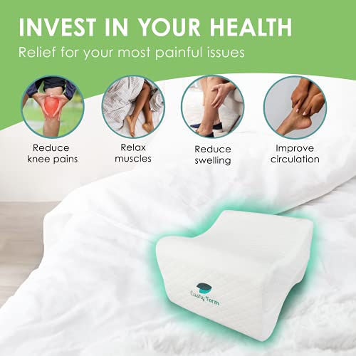 Cushy Form Knee Pillow for Side Sleepers - Sciatic Nerve Pain Relief Leg Pillow - Best for Sciatica, Pregnancy, Hip, Back and Spine Alignment - Memory Foam Orthopedic Contour Wedge with Washable Cover
